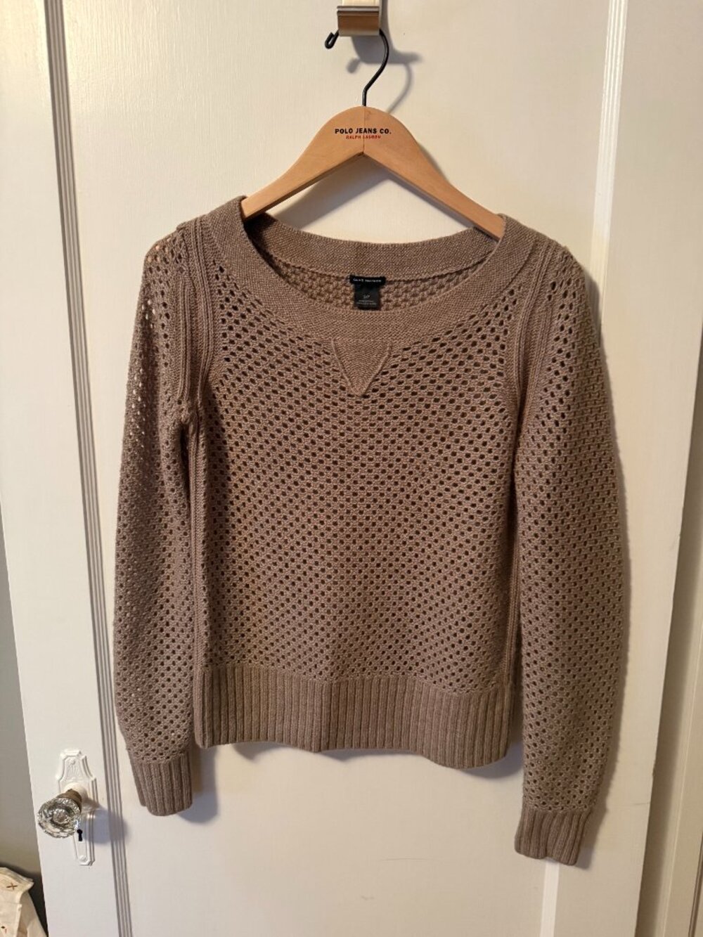 Brown Club Monaco Open Stitch Neck Sweater
